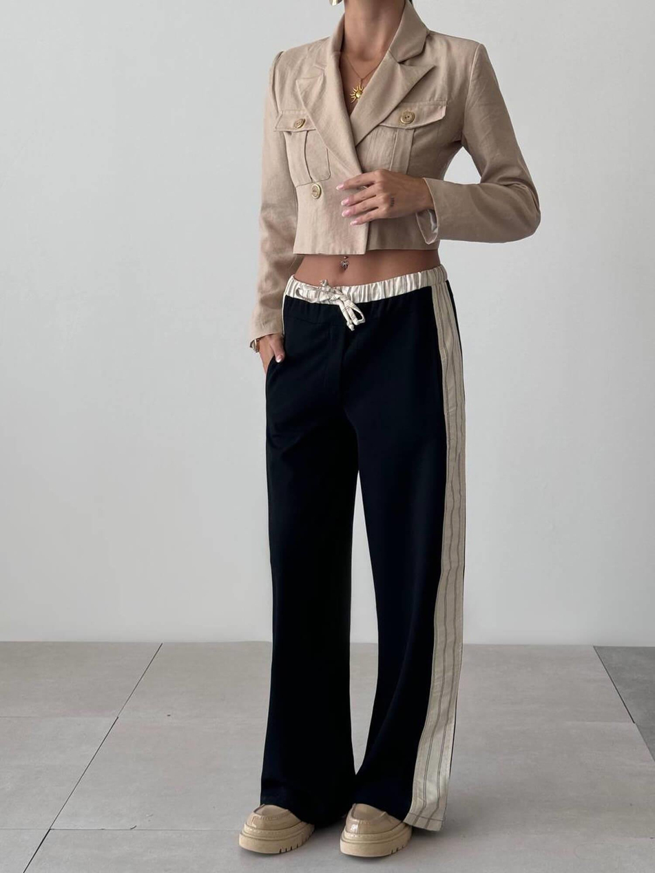 Cep Detaylı Kruvaze Kısa Bluz 3001 BejCoral