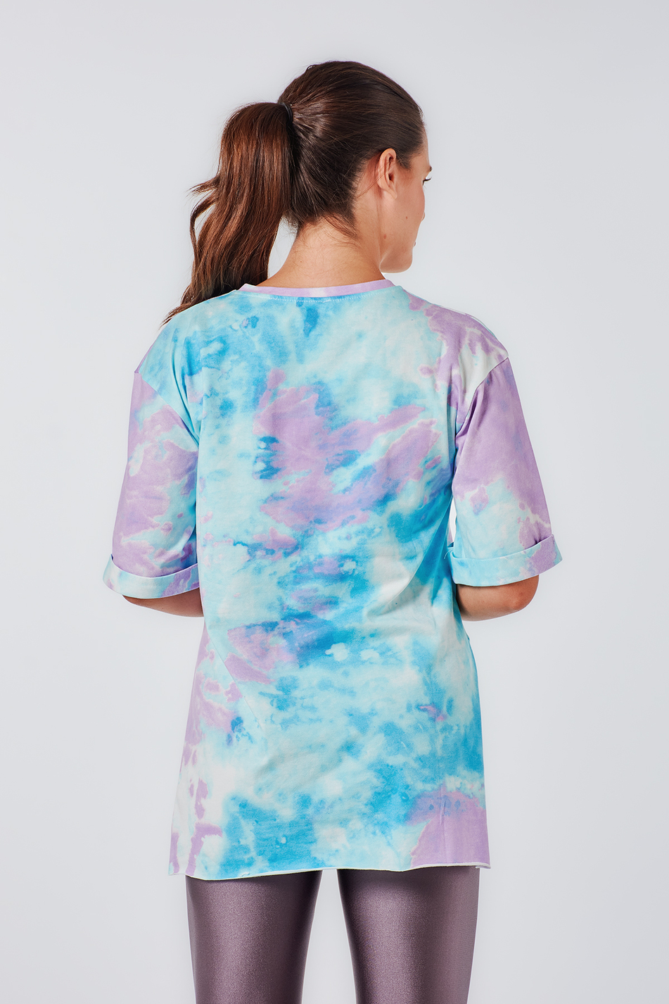 Coral 118B Batik Desenli Dark Yazılı T-Shirt Turkuaz-Coral