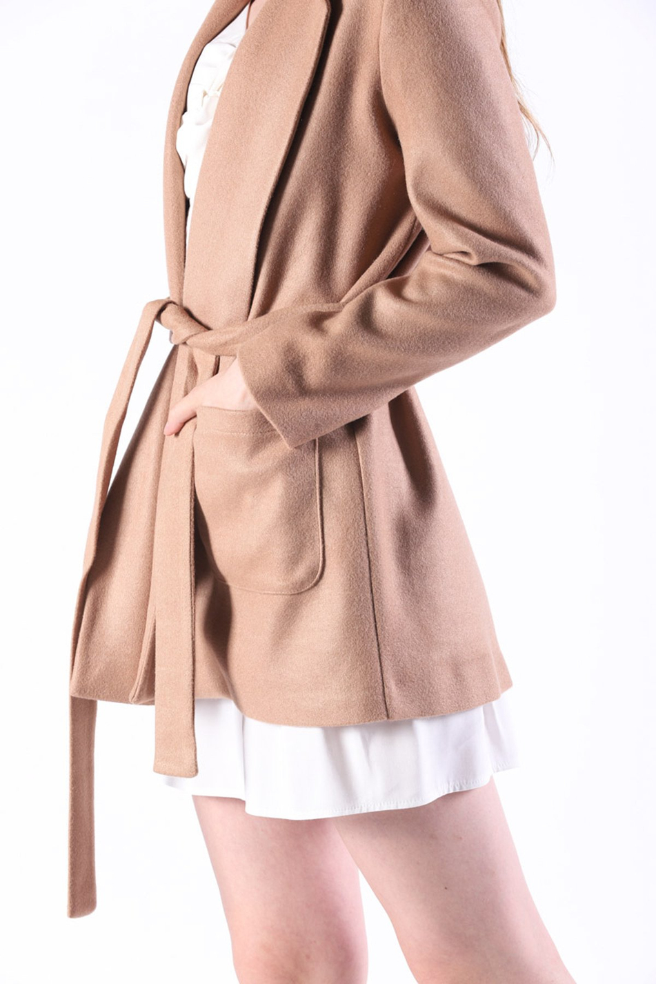 Coral 89425 Şal Yaka Kaban Camel-Coral