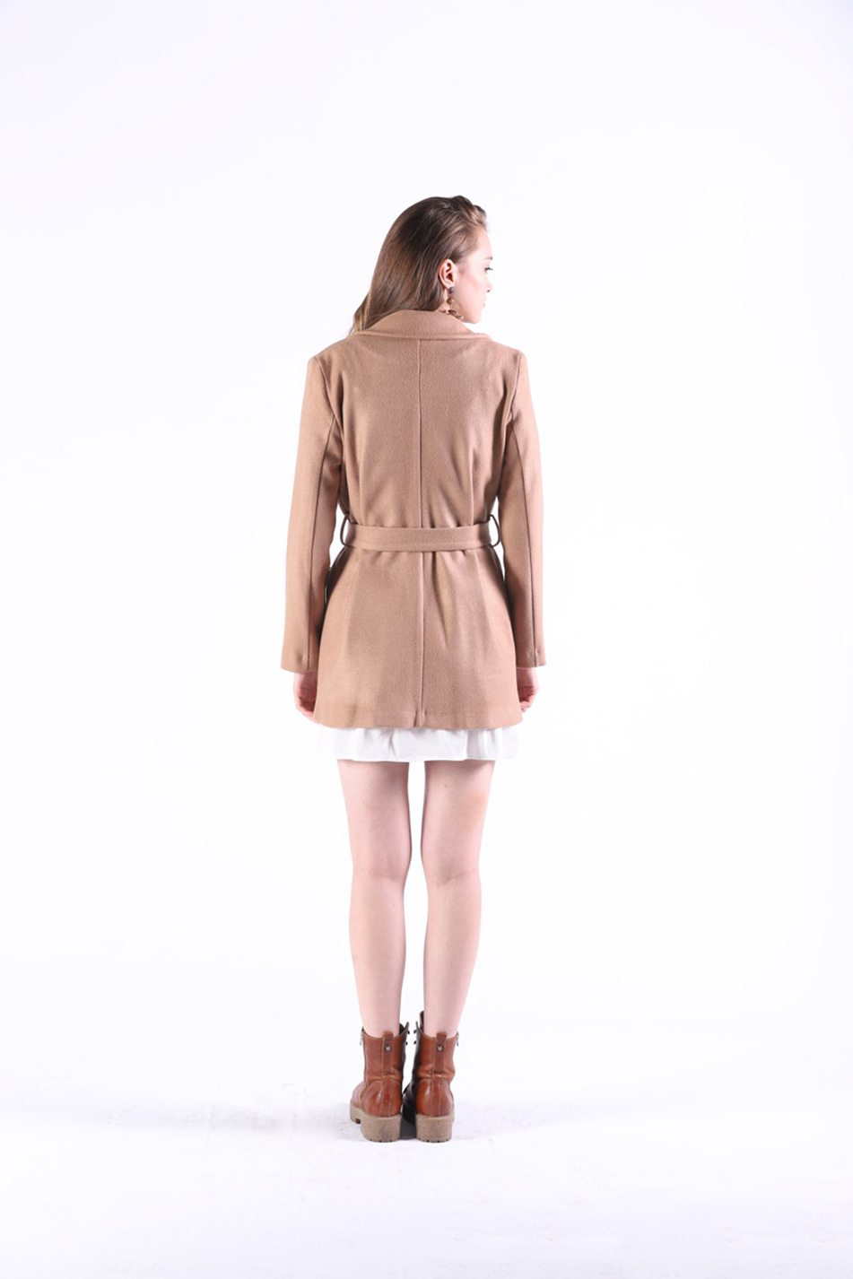 Coral 89425 Şal Yaka Kaban Camel-Coral