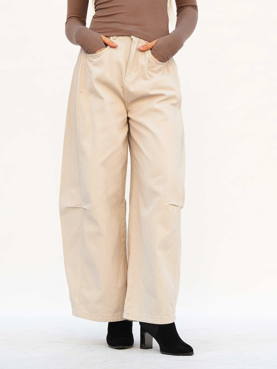 Curve Wide Gabardin Pantolon 031738 GriCoral