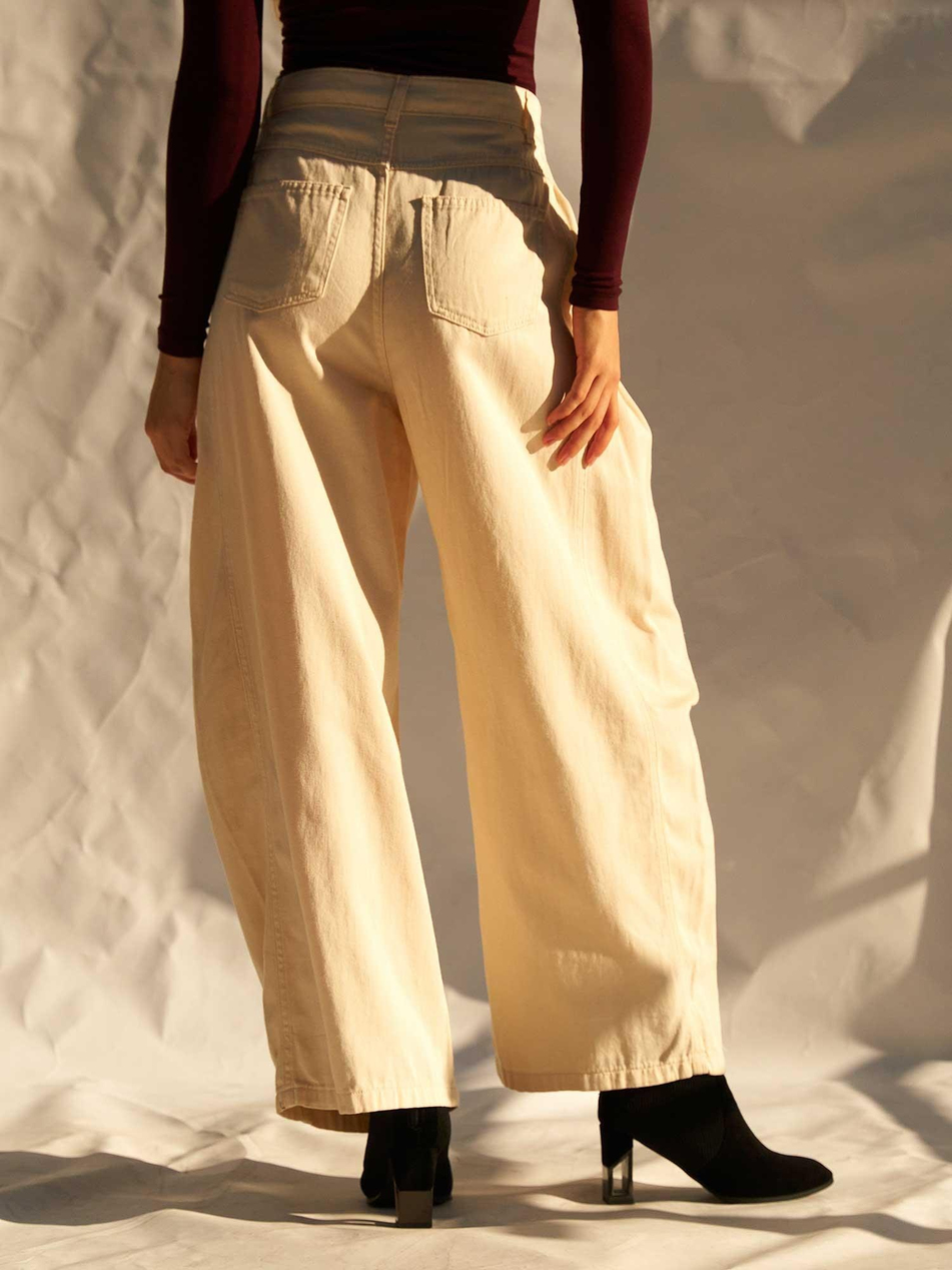 Curve Wide Gabardin Pantolon 031738 KremCoral