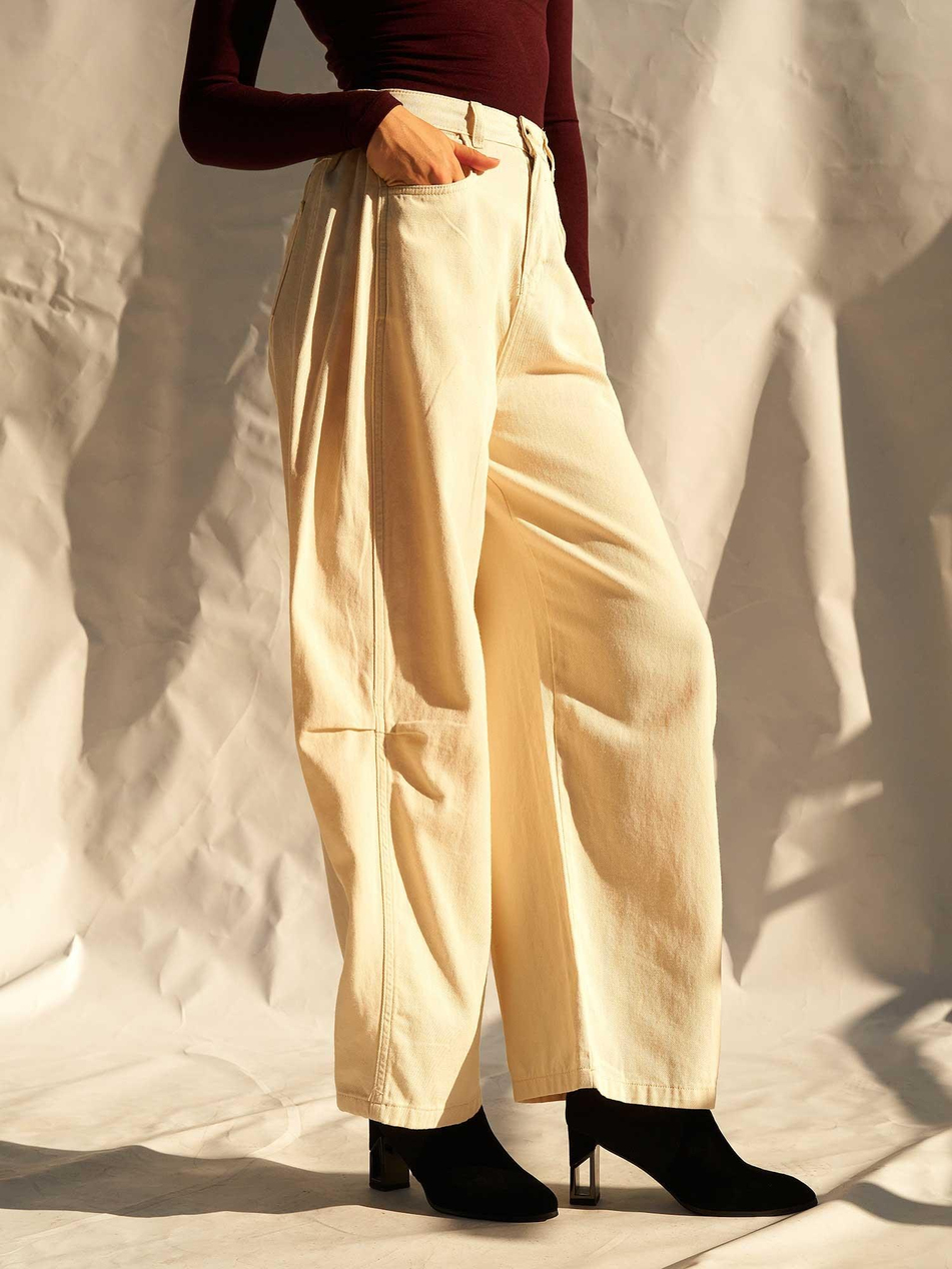 Curve Wide Gabardin Pantolon 031738 KremCoral