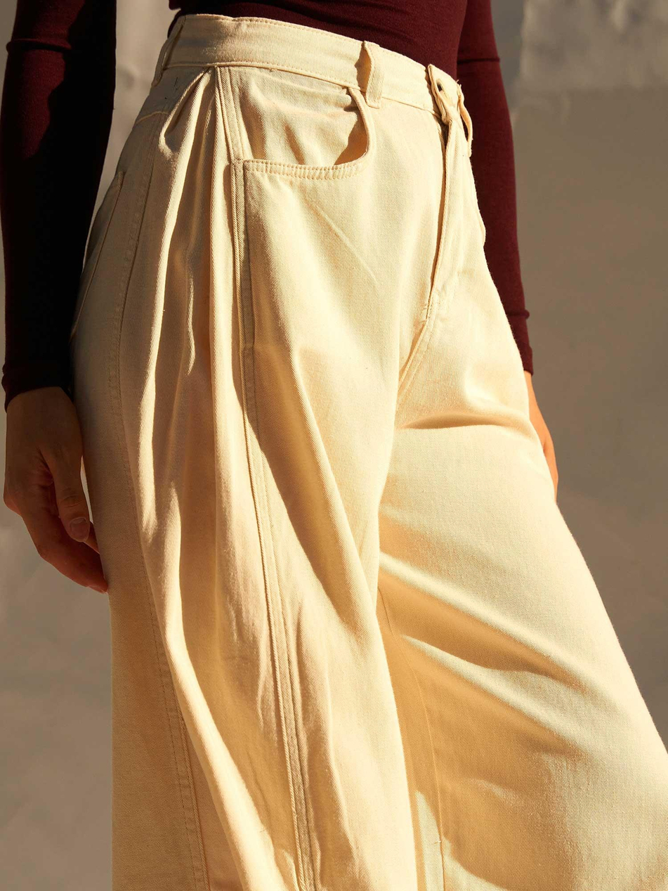 Curve Wide Gabardin Pantolon 031738 KremCoral