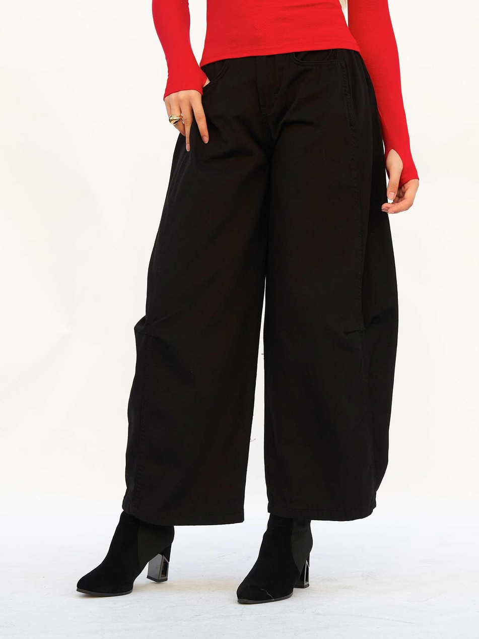 Curve Wide Gabardin Pantolon 031738 SiyahCoral