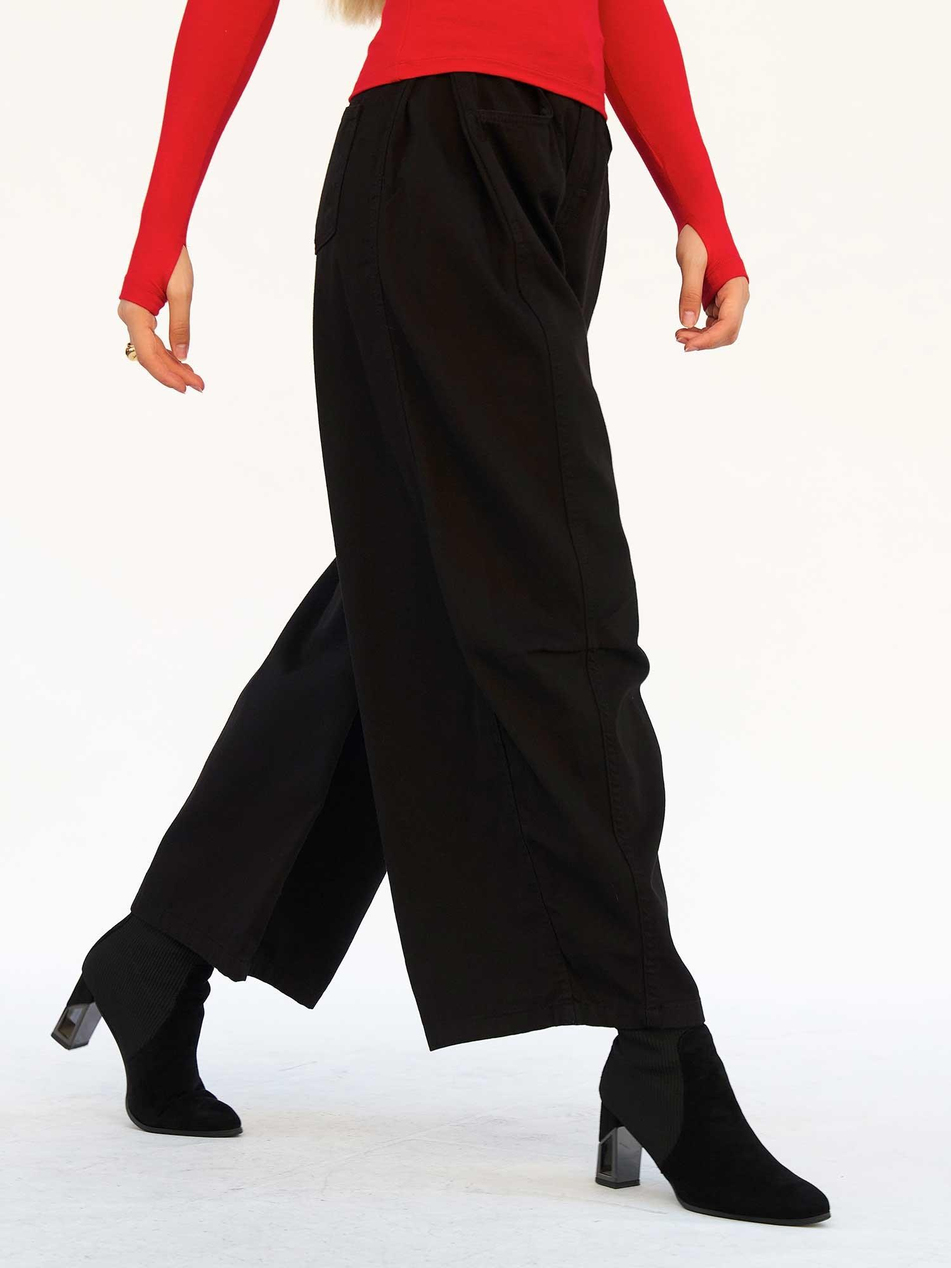 Curve Wide Gabardin Pantolon 031738 SiyahCoral