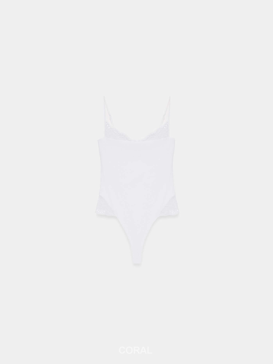 Dantel Detaylı Bodysuit 32730 BeyazCoral