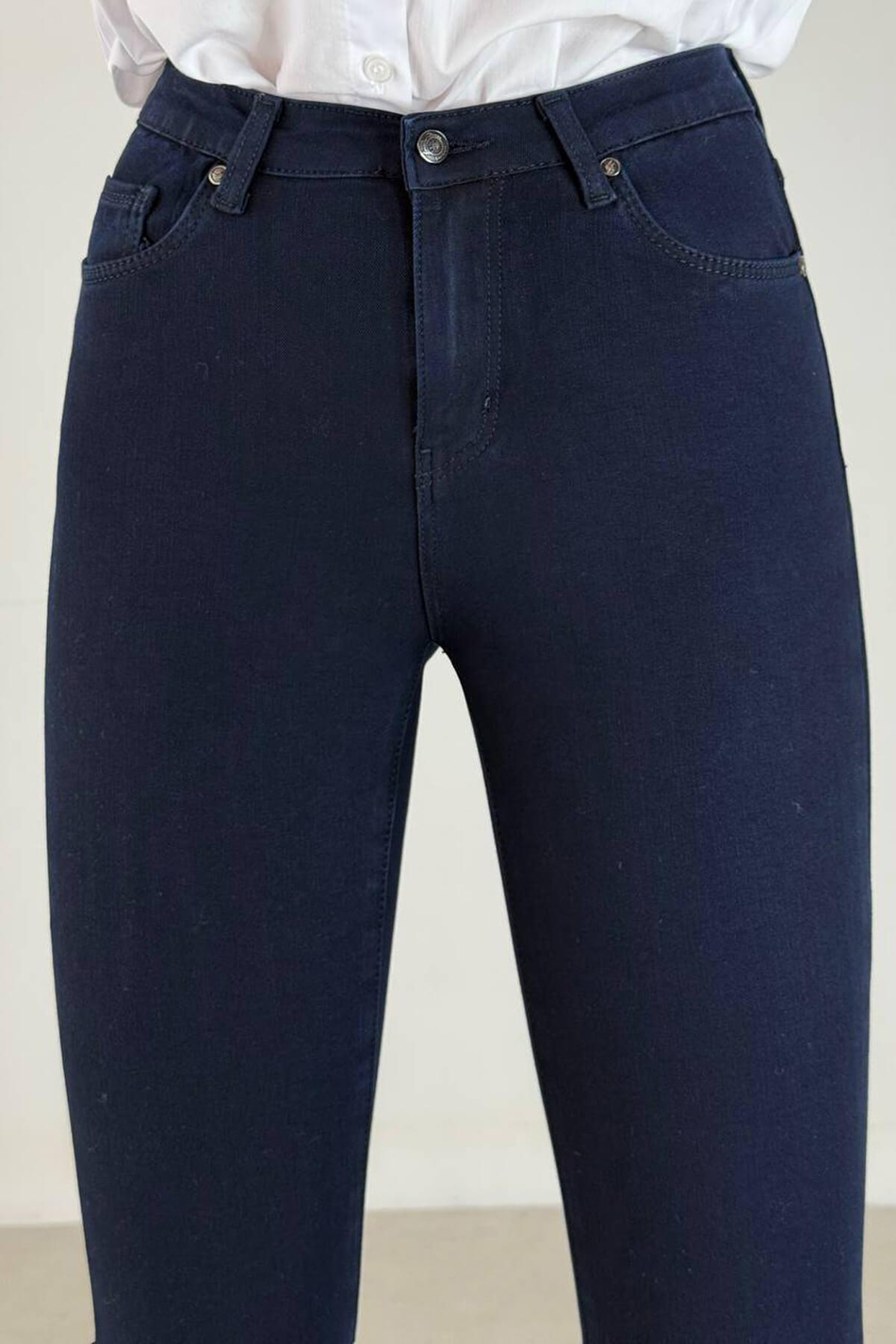 Dar Paça Yüksek Bel Pantolon Lacivert-Coral