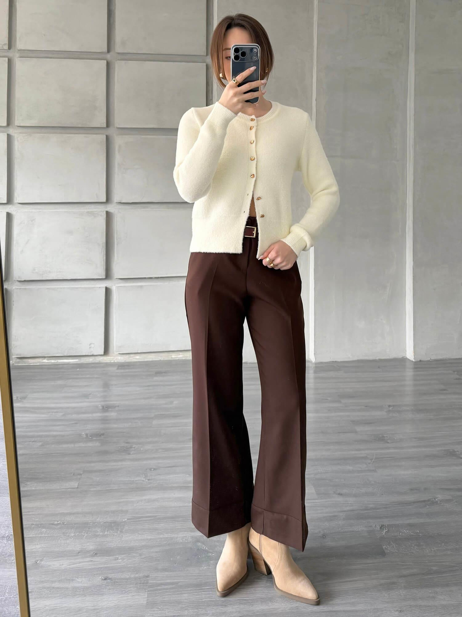 Desenli Düğmeli Yumuşak Hırka 7606 VanilyaCoral