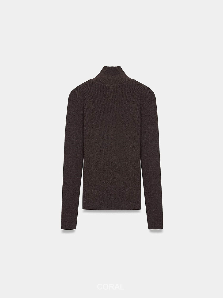 Dik Yaka Çıtçıtlı Kazak 10686 Koyu KahveCoral