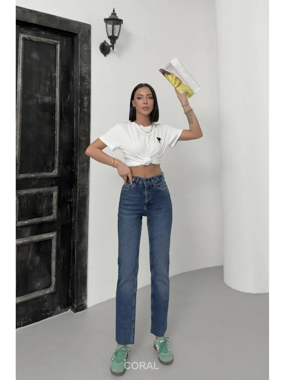 Dikişsiz Paça Mom Fit Pantolon 764 Koyu MaviCoral