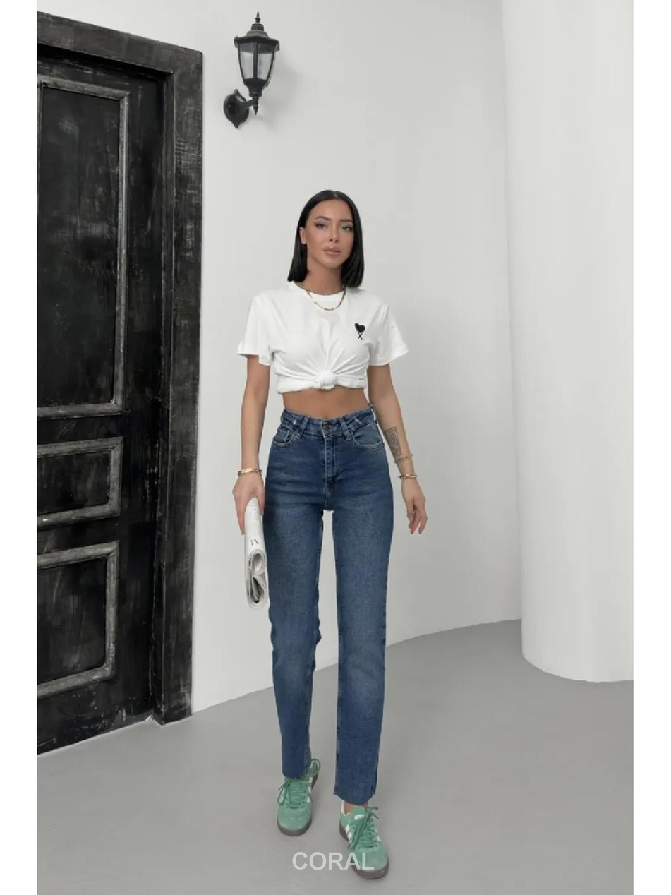 Dikişsiz Paça Mom Fit Pantolon 764 Koyu MaviCoral