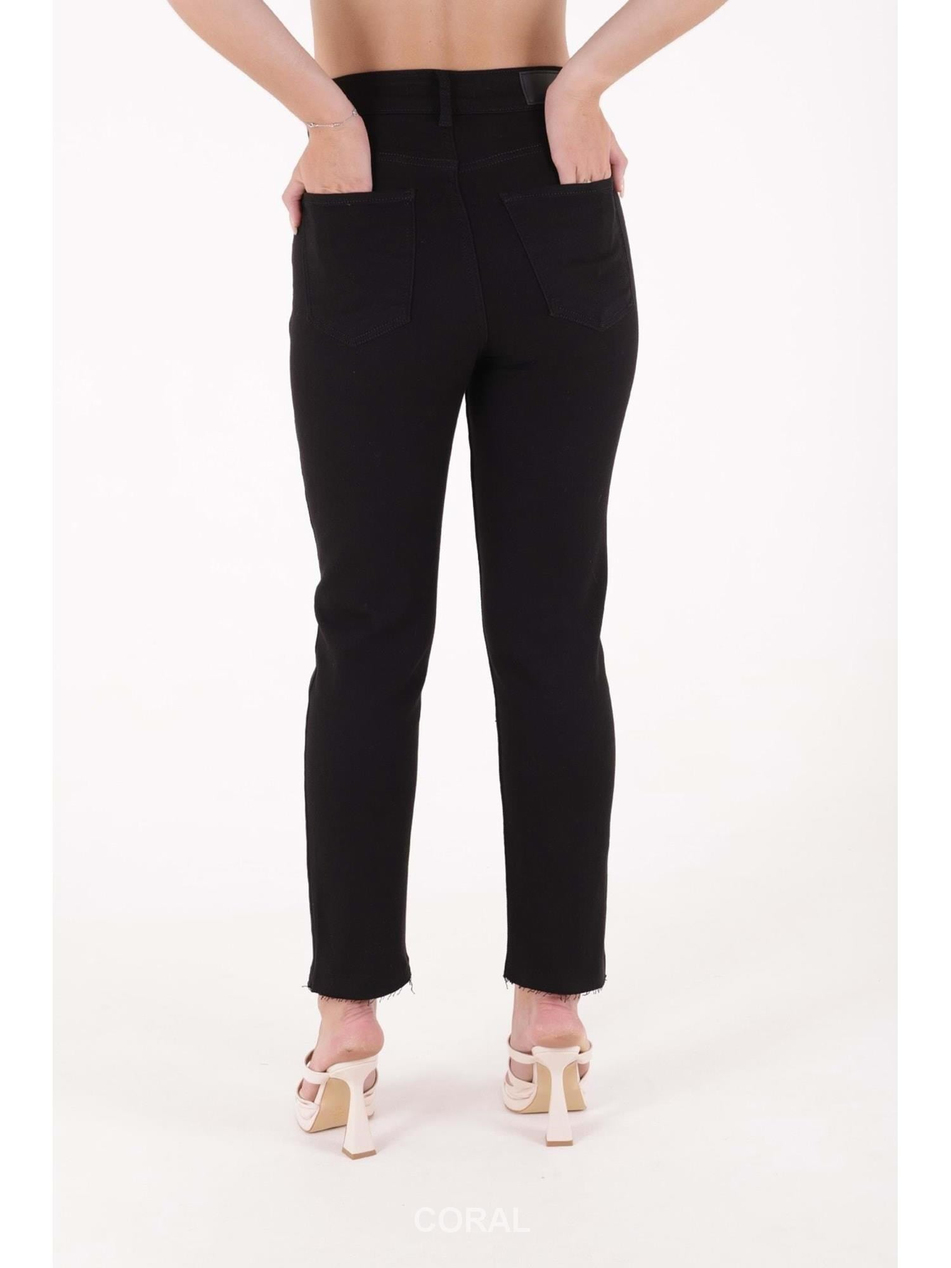 Dikişsiz Paça Mom Fit Pantolon 764 SiyahCoral