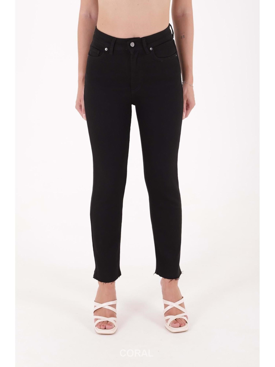Dikişsiz Paça Mom Fit Pantolon 764 SiyahCoral
