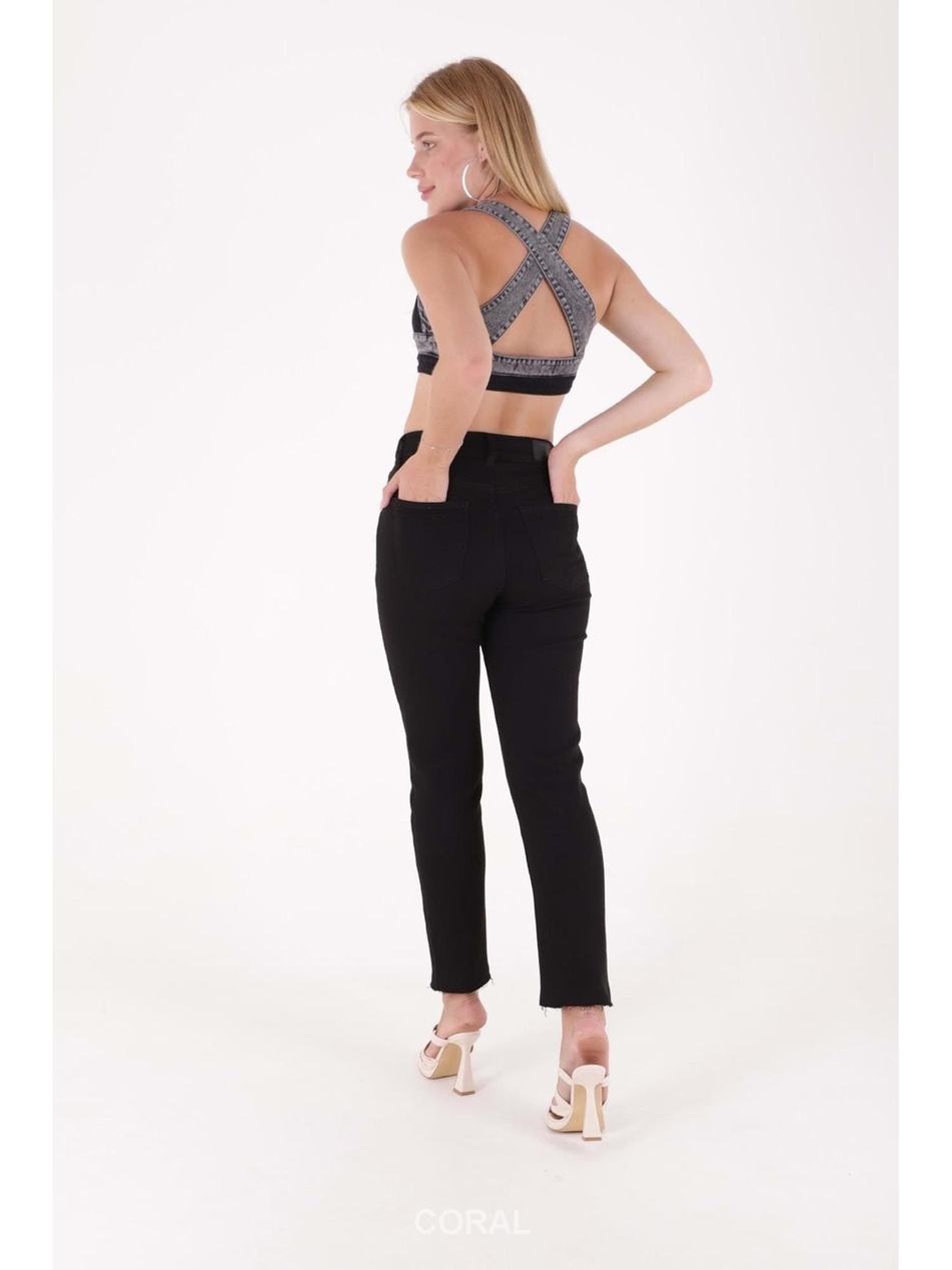 Dikişsiz Paça Mom Fit Pantolon 764 SiyahCoral