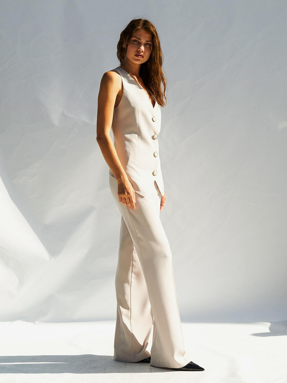 Düğmeli V Yaka Yelek 120689 TaşCoral