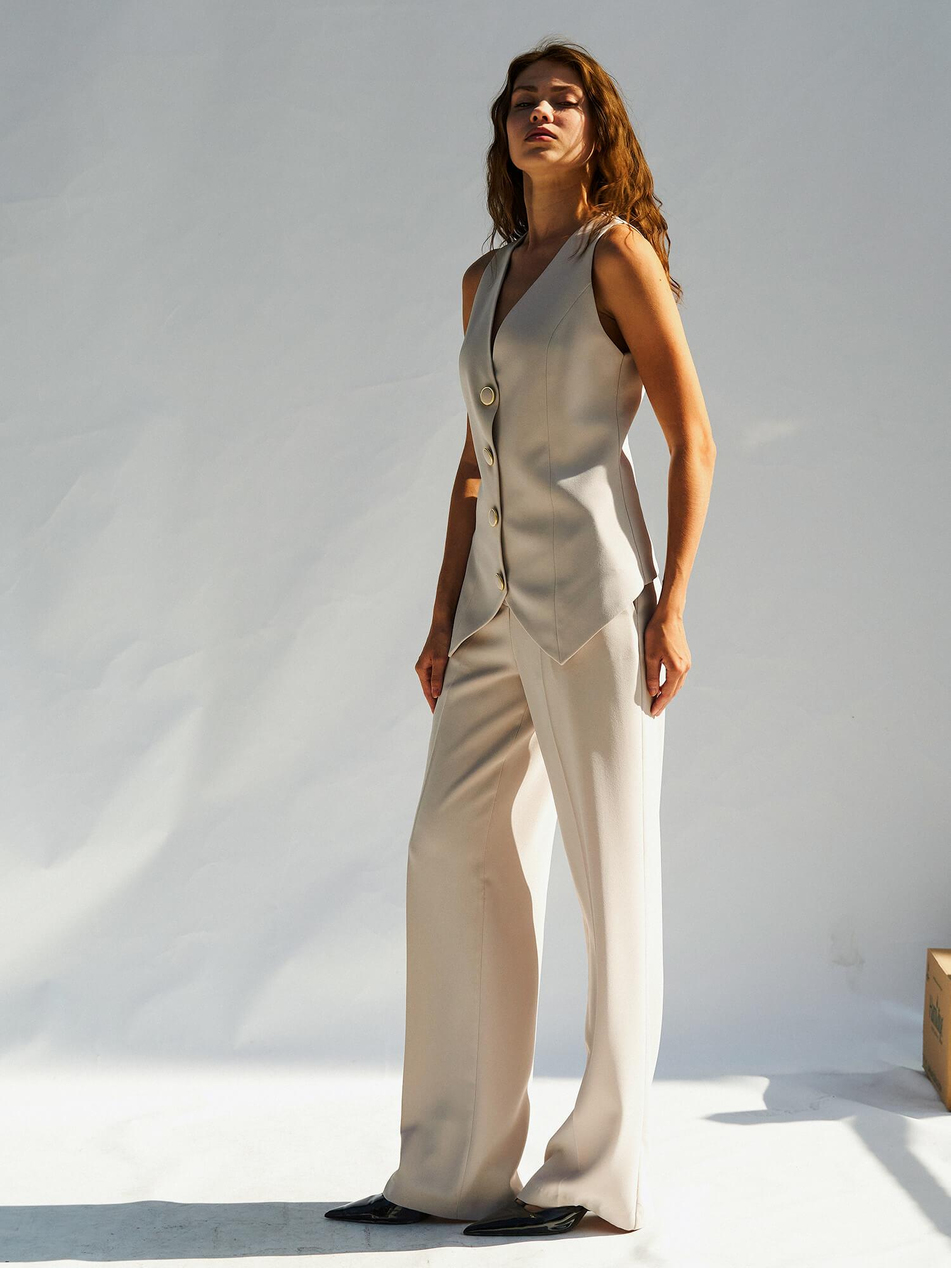 Düğmeli V Yaka Yelek 120689 TaşCoral