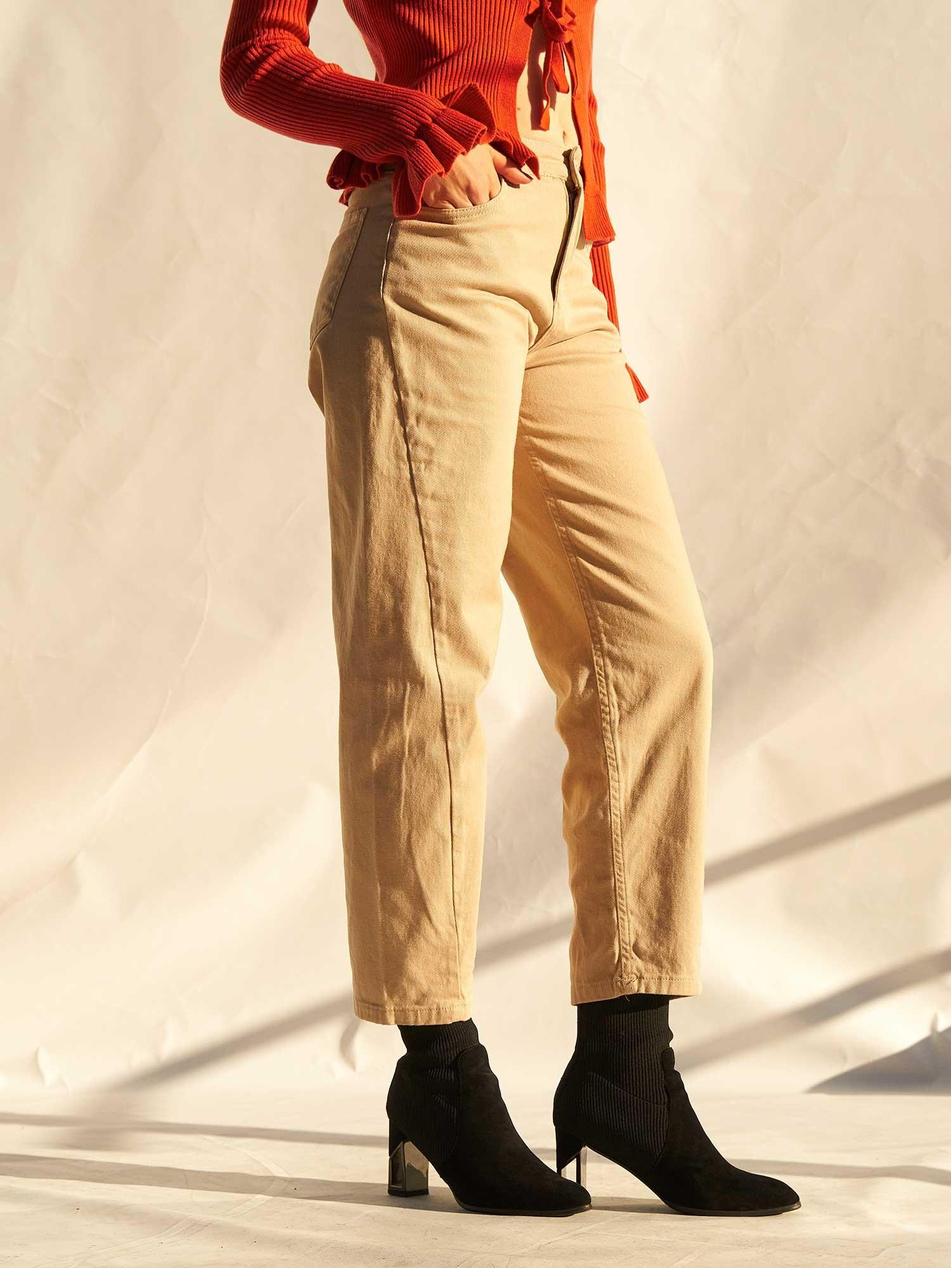 Düz Paça Gabardin Pantolon 031723 BejCoral