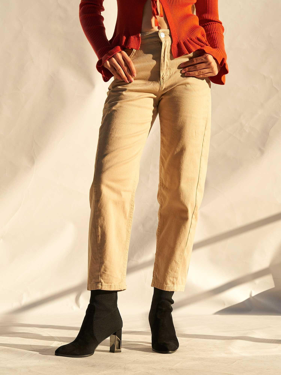 Düz Paça Gabardin Pantolon 031723 BejCoral