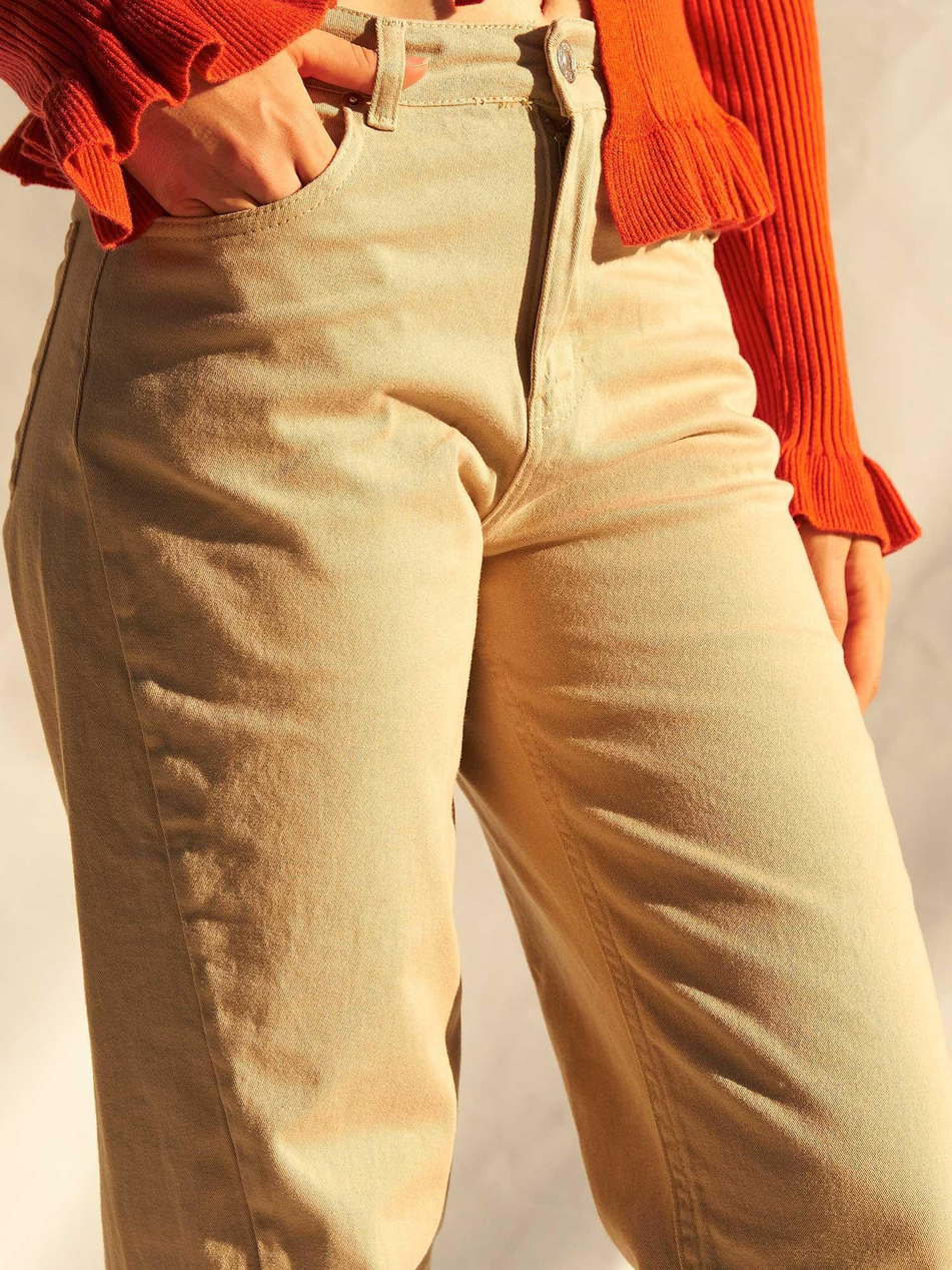 Düz Paça Gabardin Pantolon 031723 BejCoral