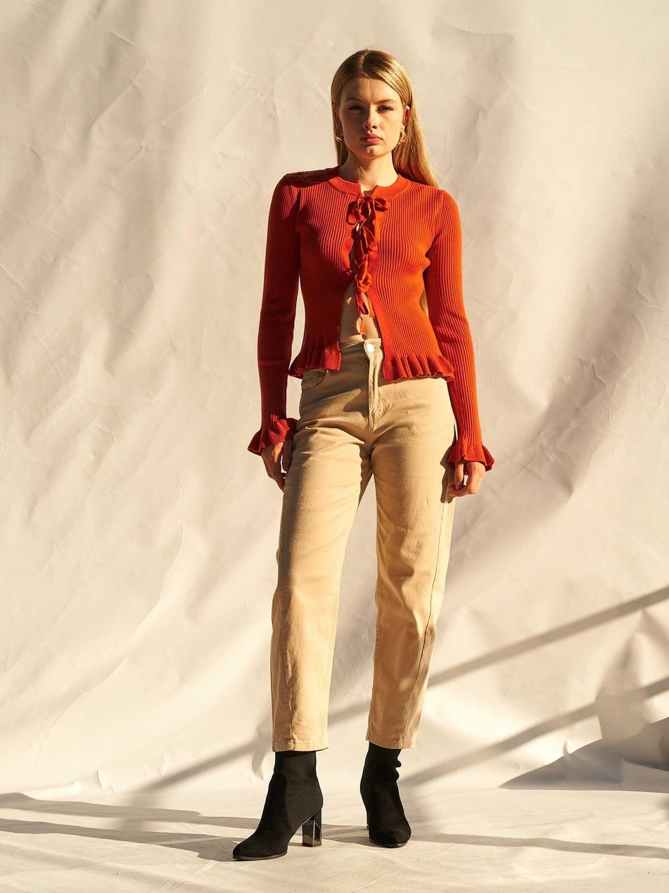 Düz Paça Gabardin Pantolon 031723 BejCoral