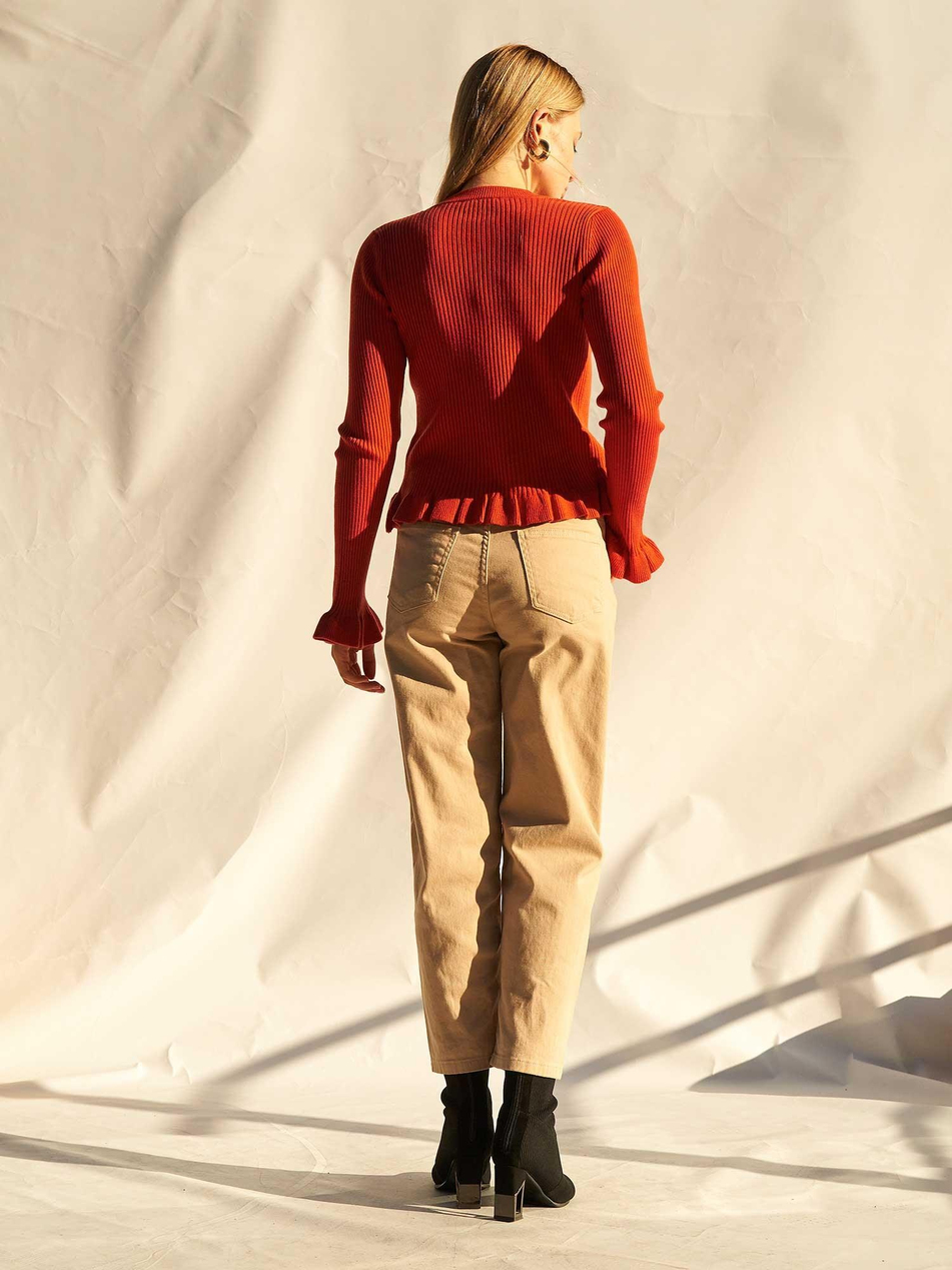 Düz Paça Gabardin Pantolon 031723 BejCoral