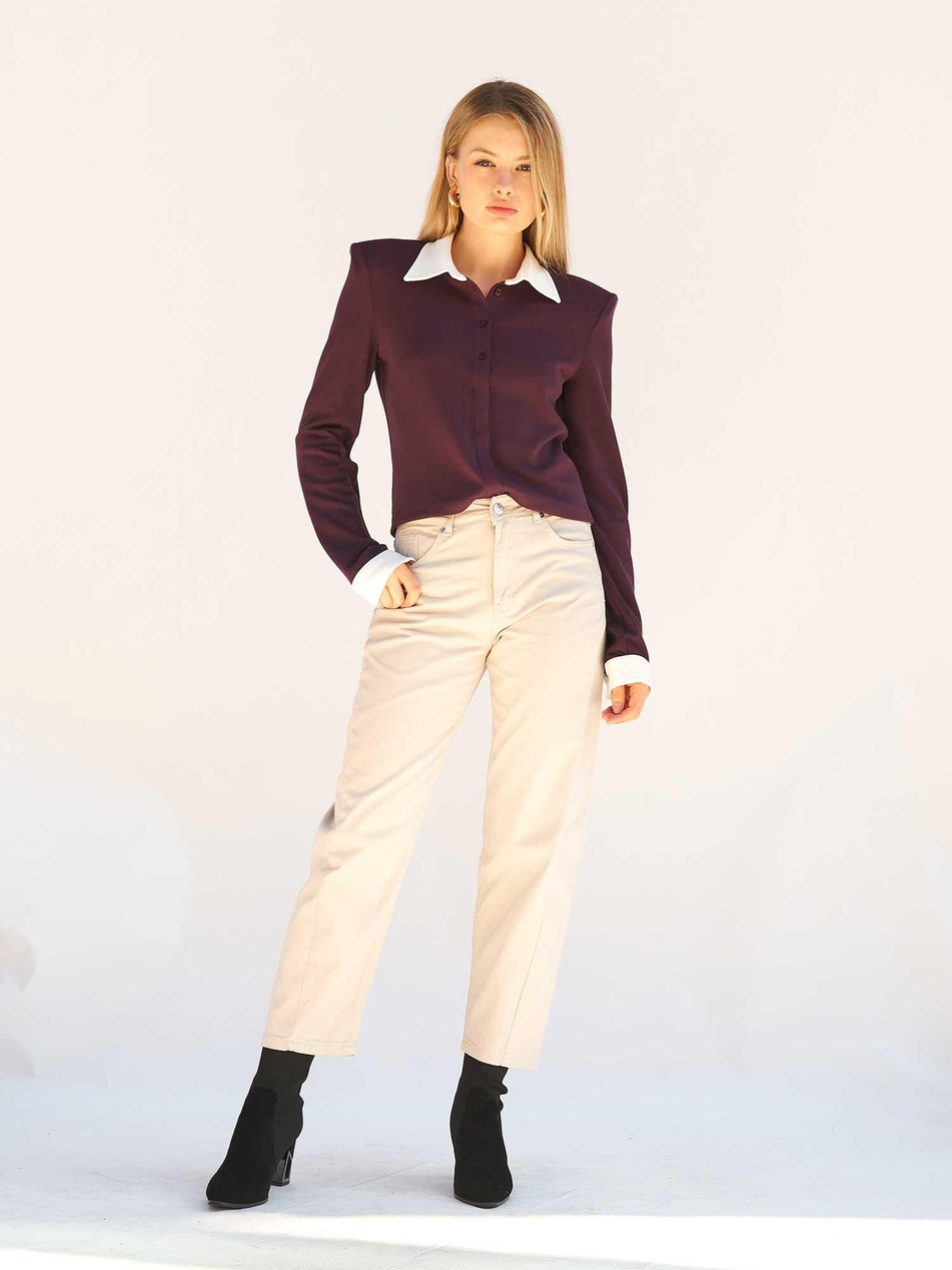 Düz Paça Gabardin Pantolon 031723 GriCoral