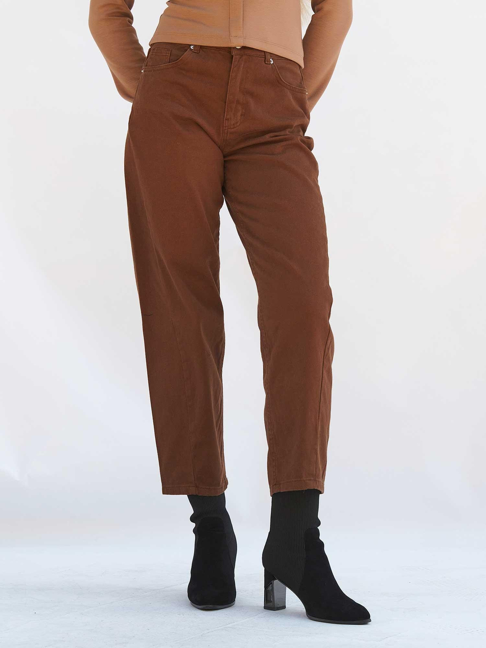 Düz Paça Gabardin Pantolon 031723 KahveCoral