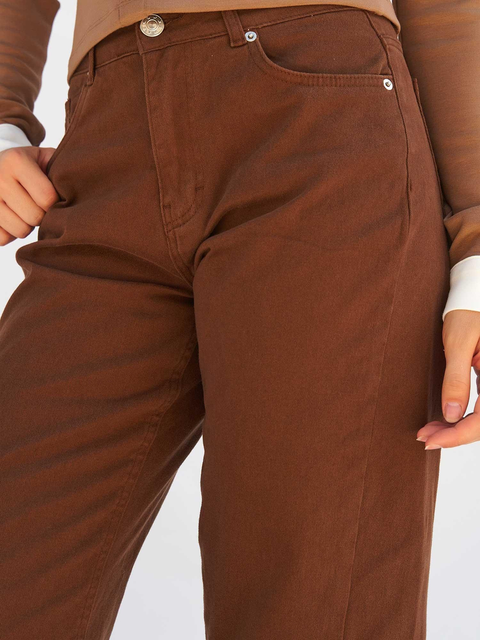 Düz Paça Gabardin Pantolon 031723 KahveCoral