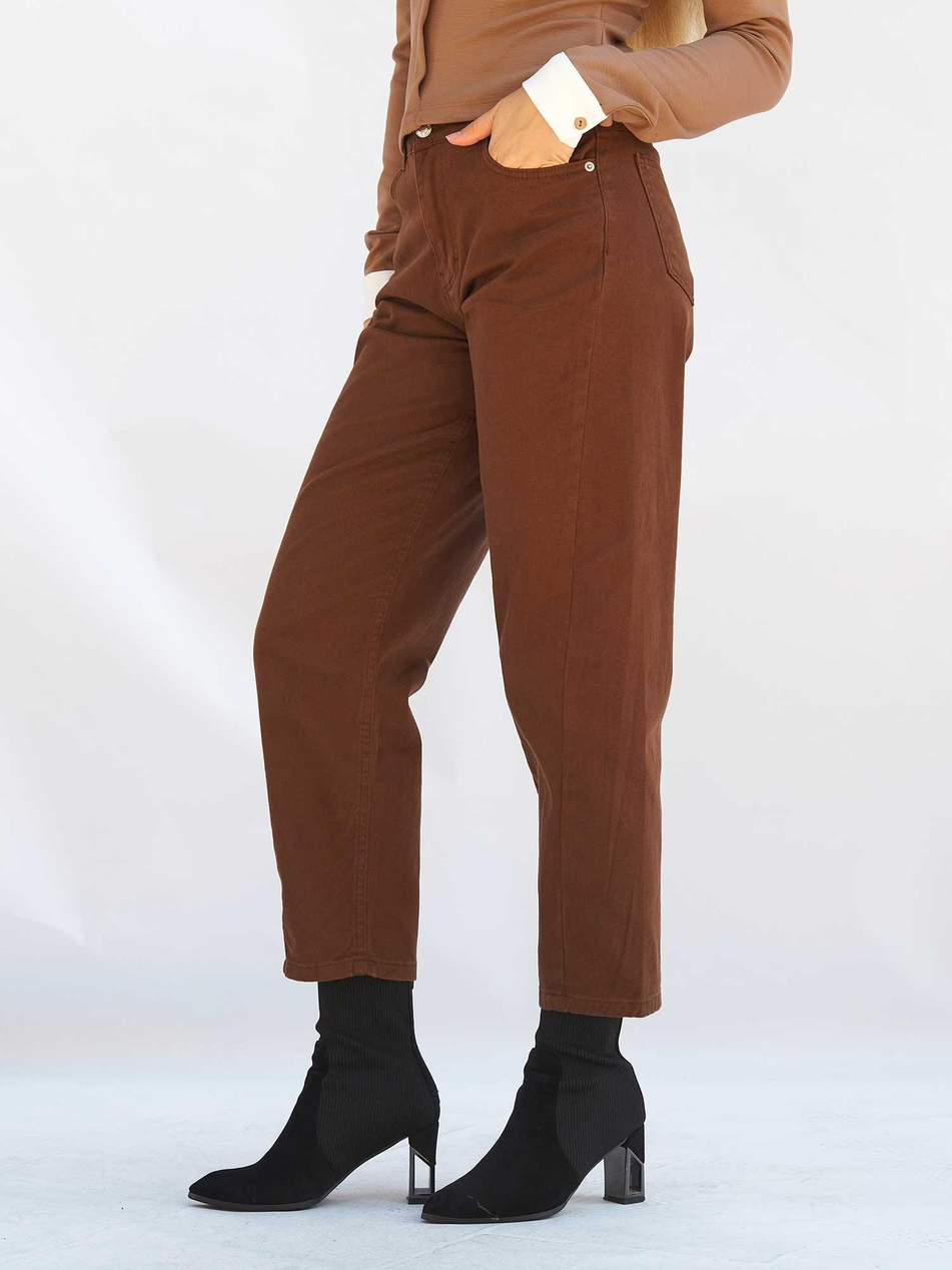 Düz Paça Gabardin Pantolon 031723 KahveCoral