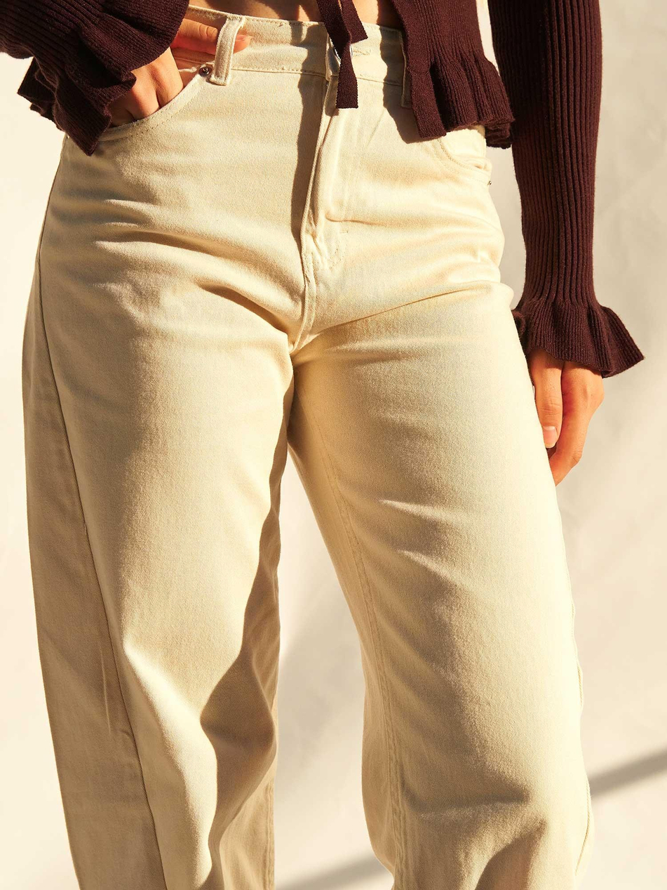 Düz Paça Gabardin Pantolon 031723 KremCoral