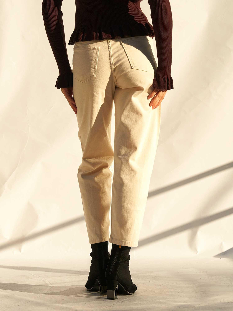 Düz Paça Gabardin Pantolon 031723 KremCoral
