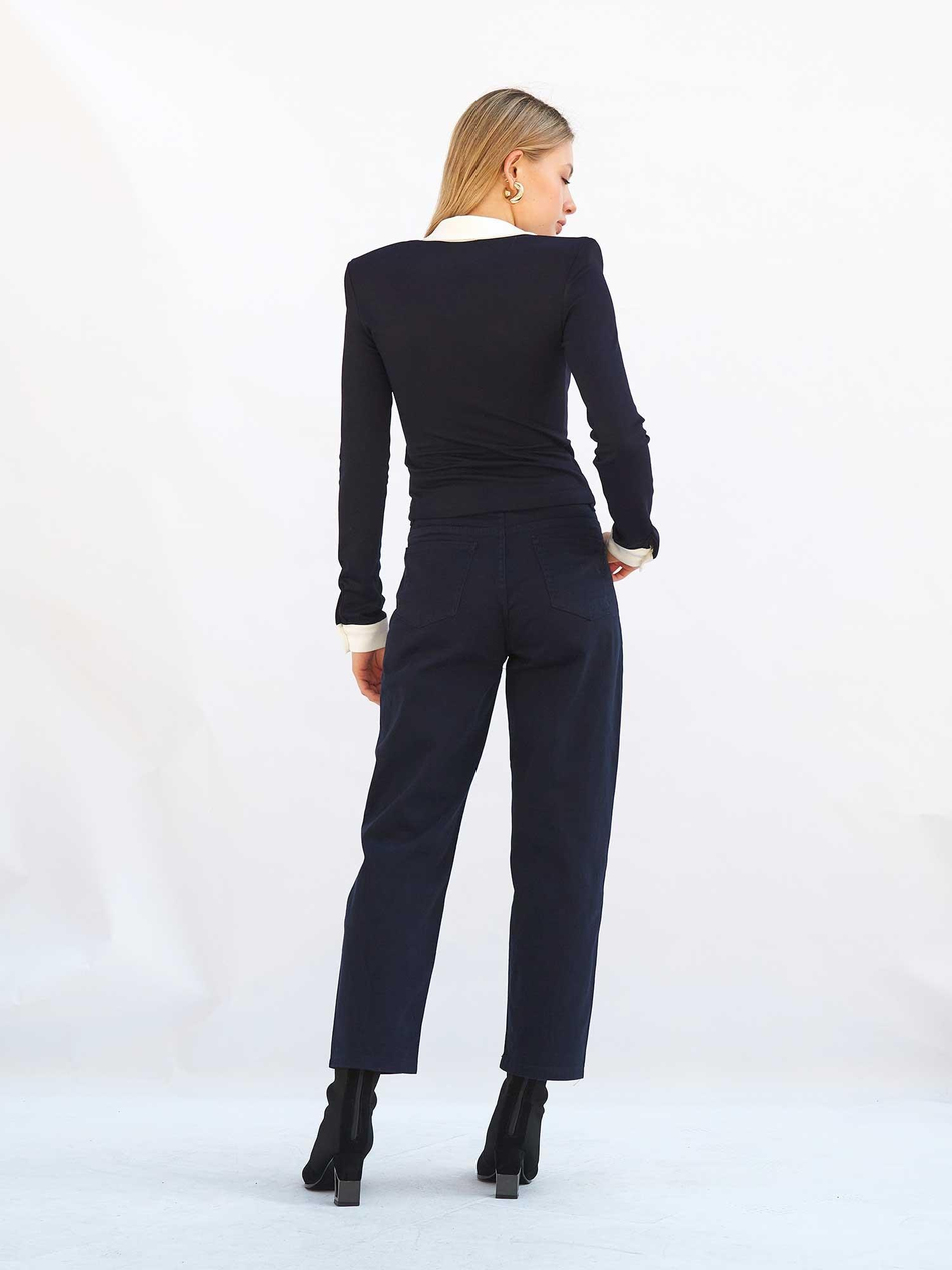 Düz Paça Gabardin Pantolon 031723 LacivertCoral