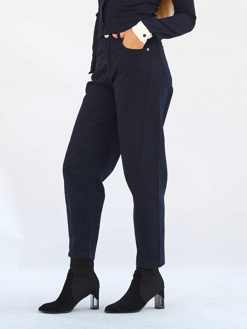 Düz Paça Gabardin Pantolon 031723 LacivertCoral