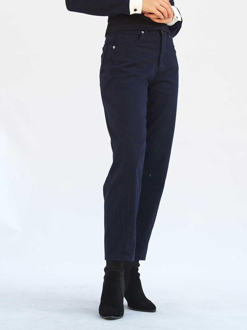 Düz Paça Gabardin Pantolon 031723 LacivertCoral
