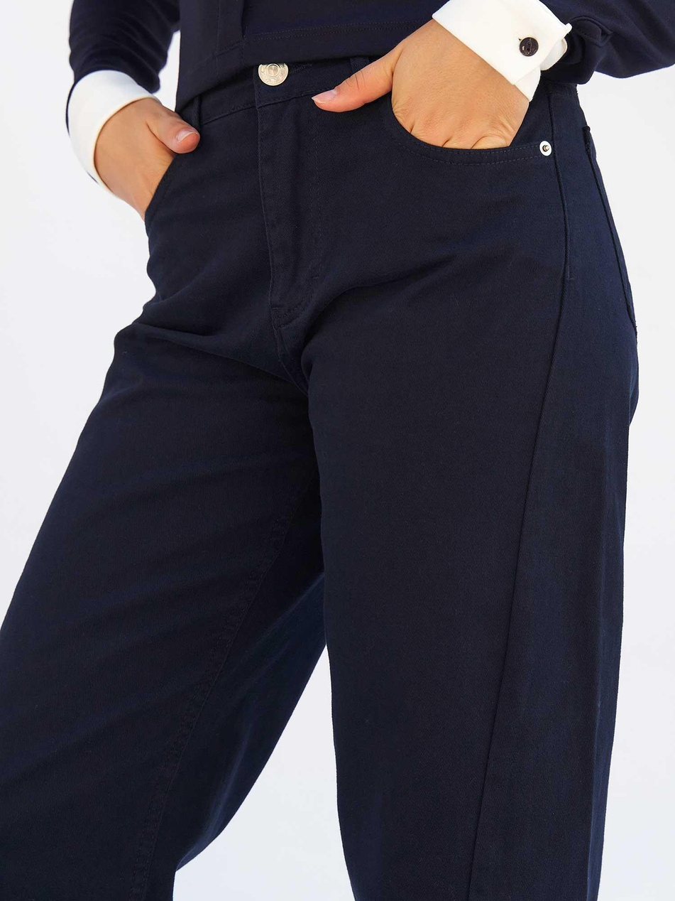 Düz Paça Gabardin Pantolon 031723 LacivertCoral