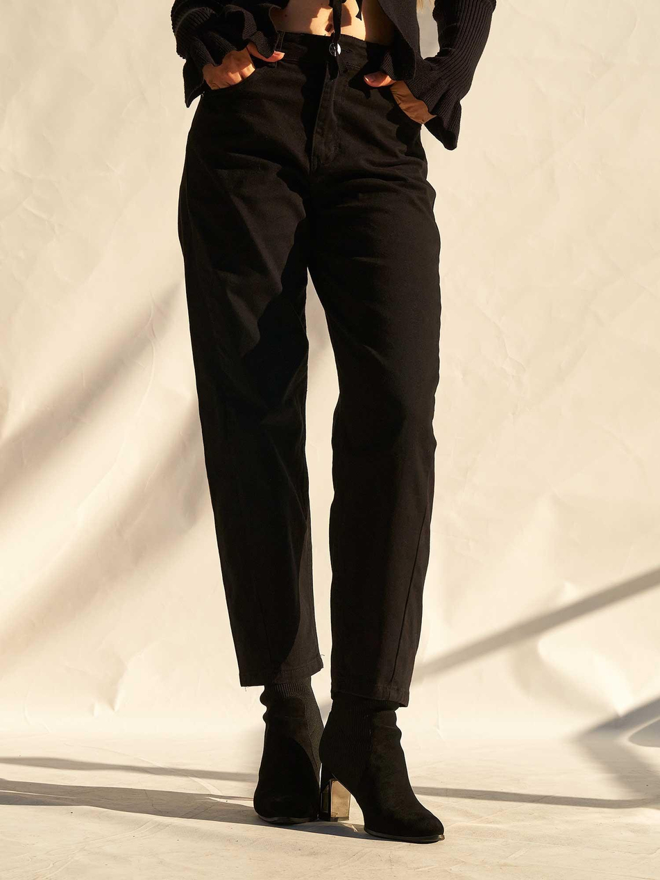 Düz Paça Gabardin Pantolon 031723 SiyahCoral