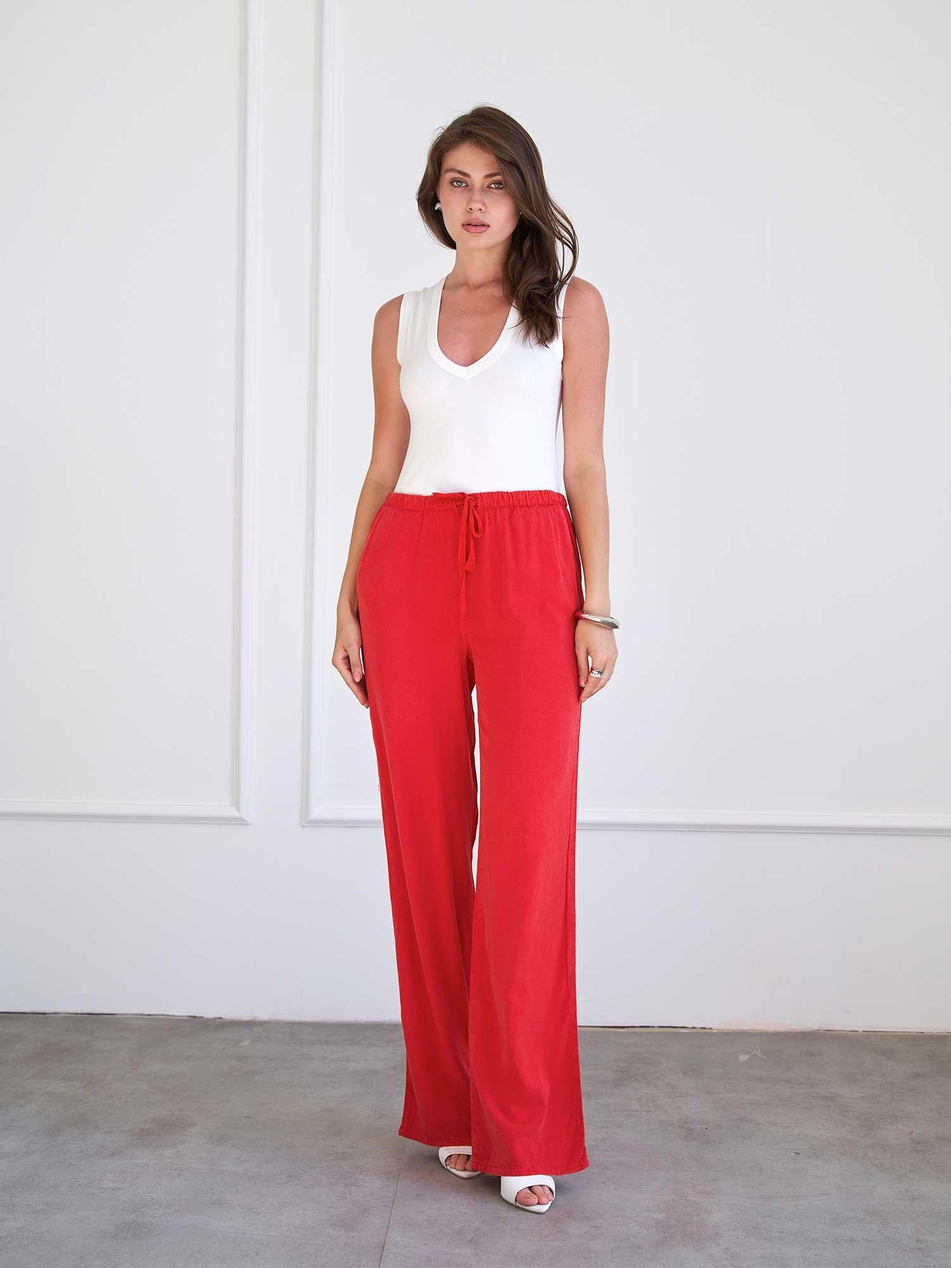 Düz Paça Pantolon 031686 KırmızıCoral