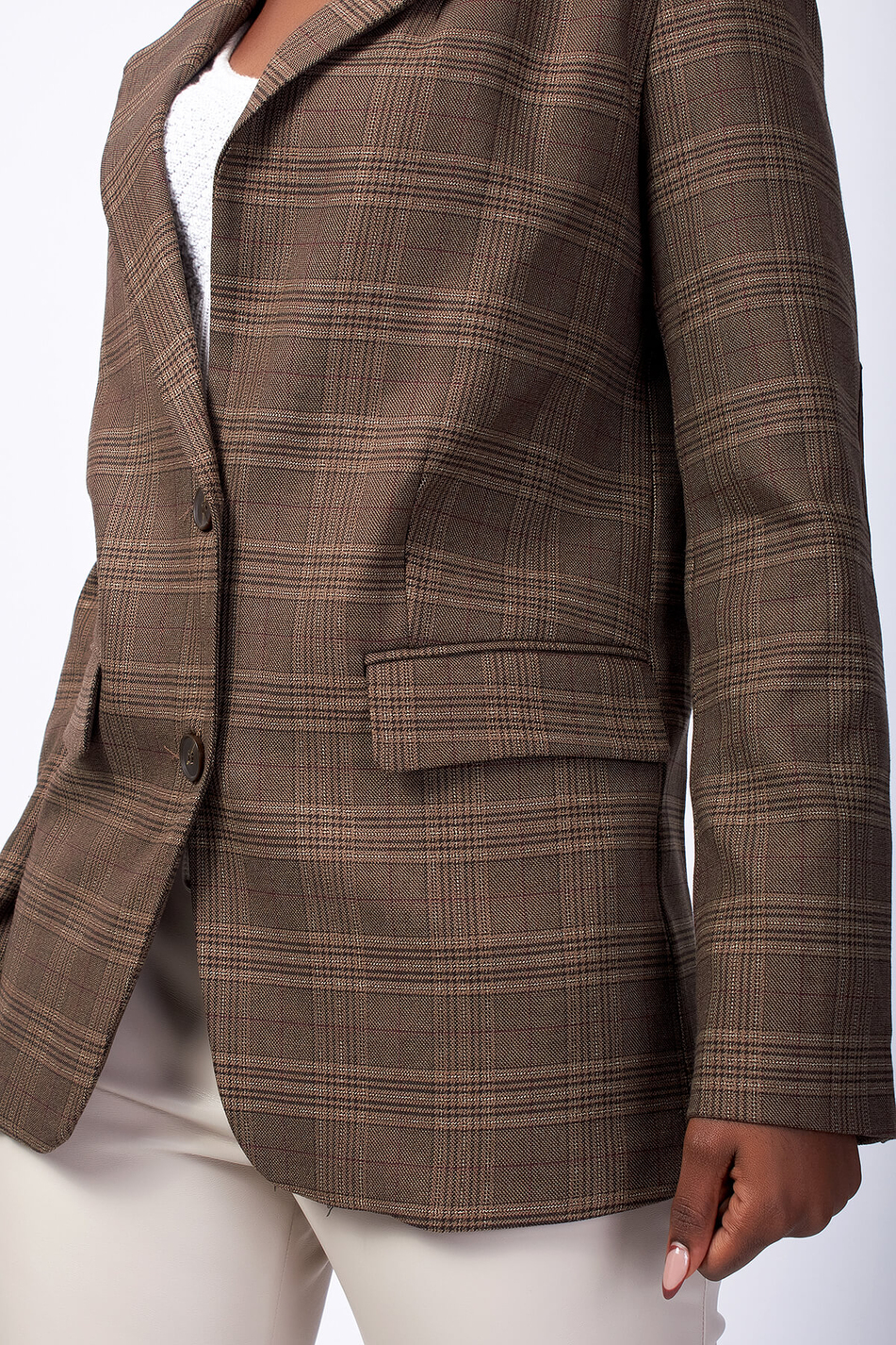 Ekoseli Blazer Ceket Kahve-Coral