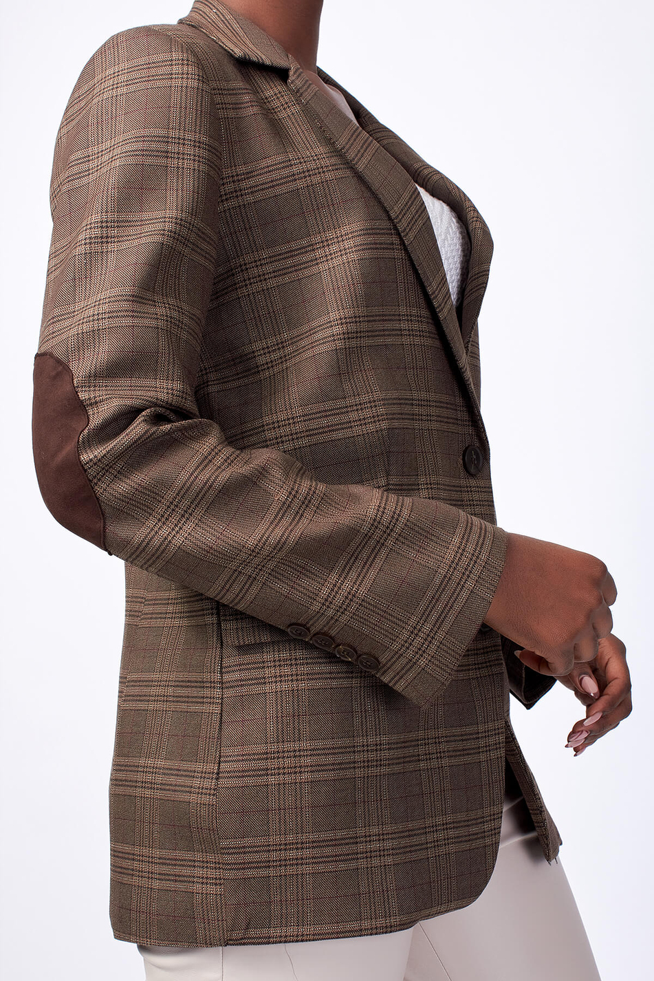 Ekoseli Blazer Ceket Kahve-Coral