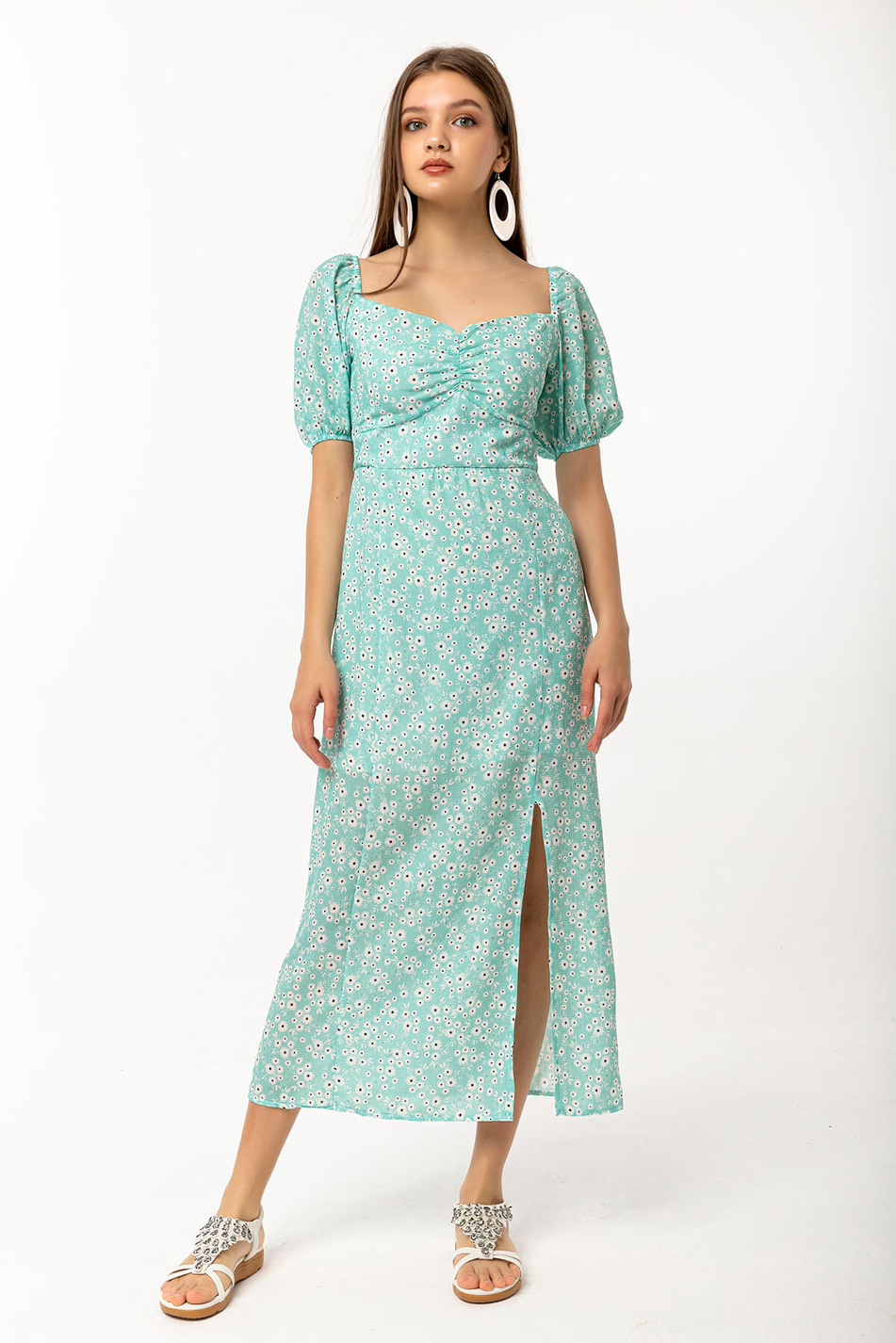 Elbise Mint Yeşili-Coral