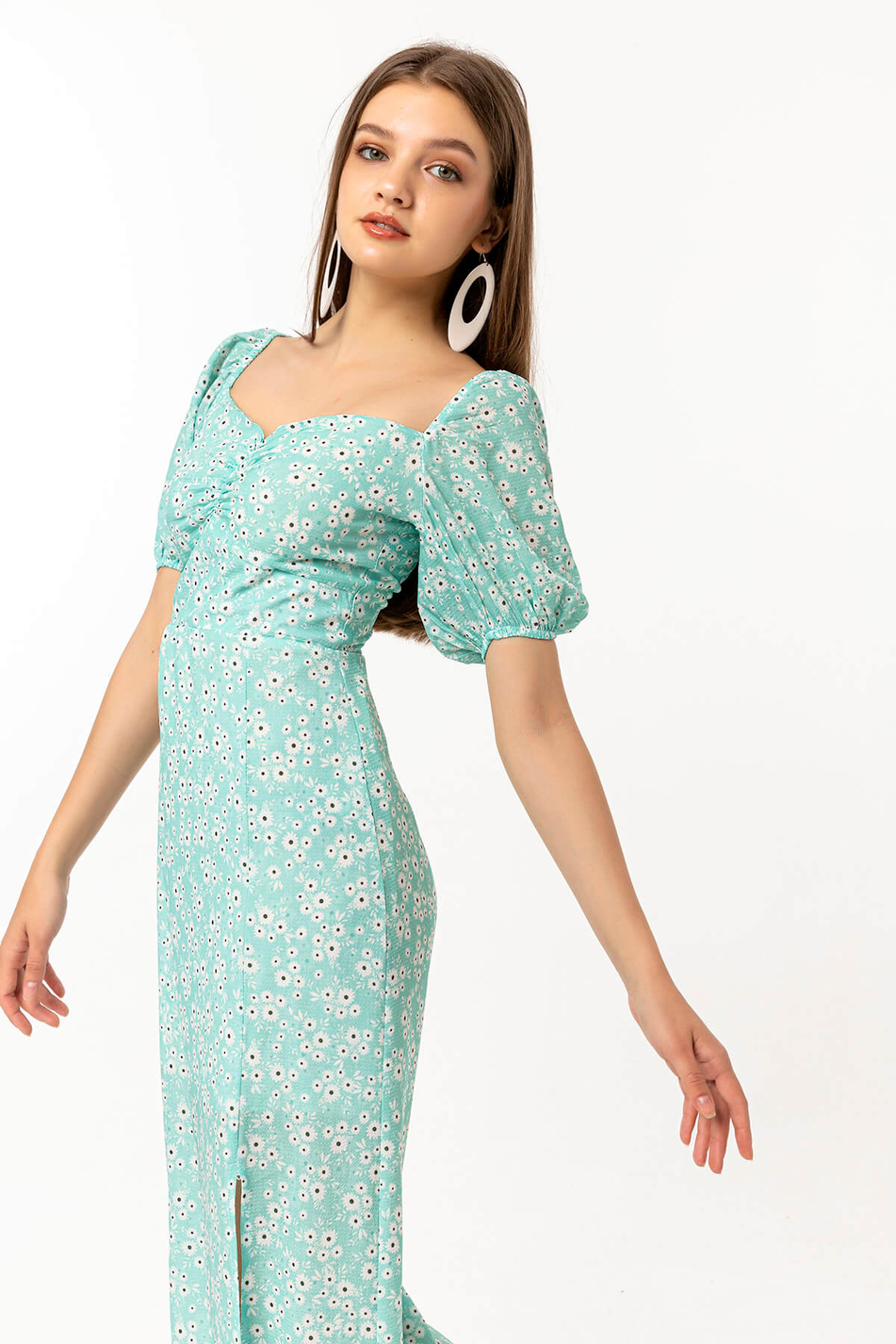 Elbise Mint Yeşili-Coral