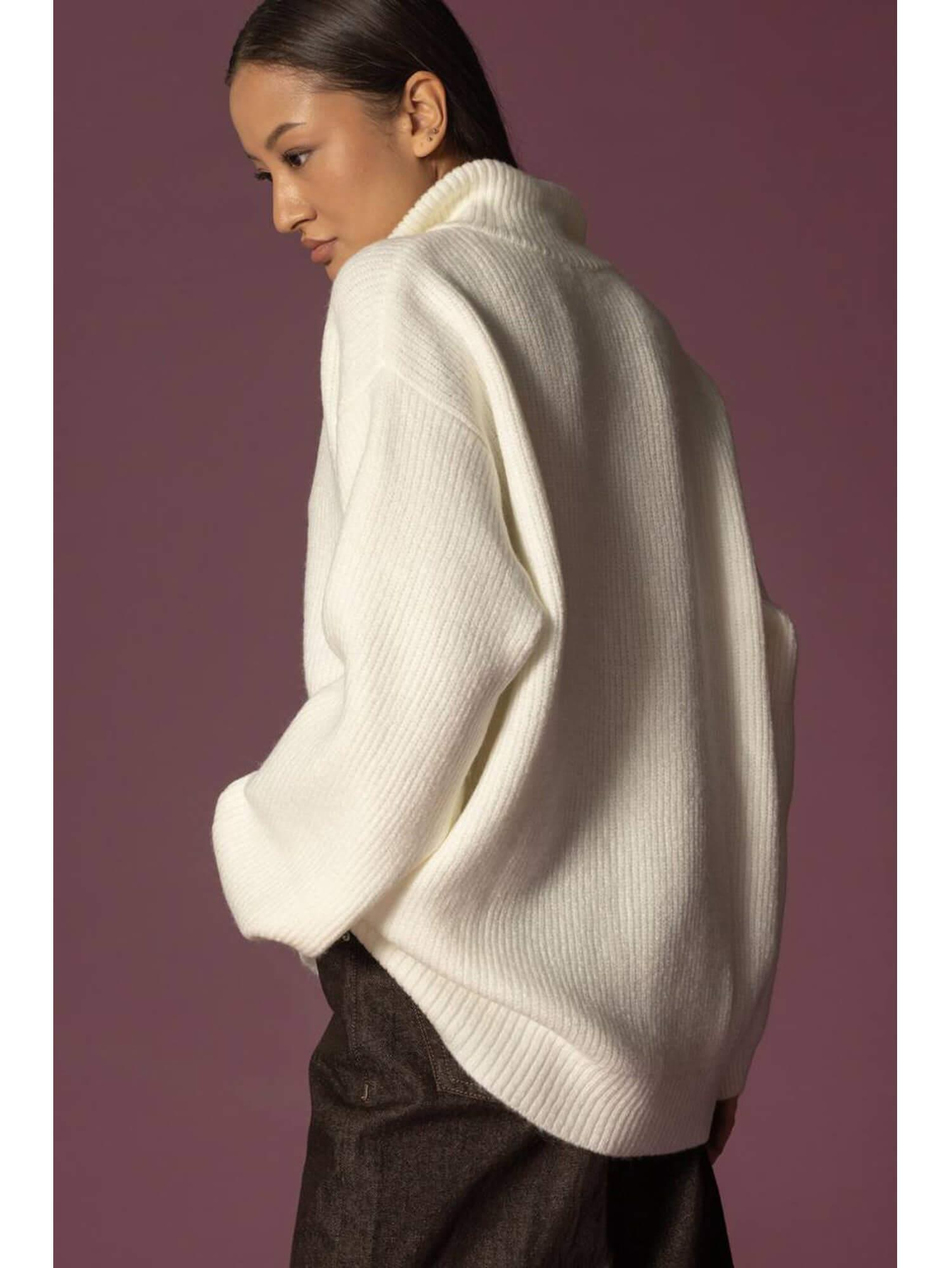 Fermuarlı Kazak 4640 EkruCoral