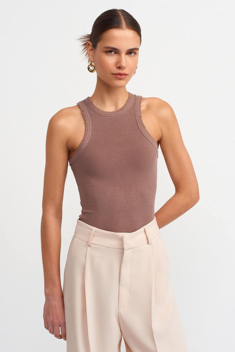 Fitilli Kolsuz Top Kahve-Coral