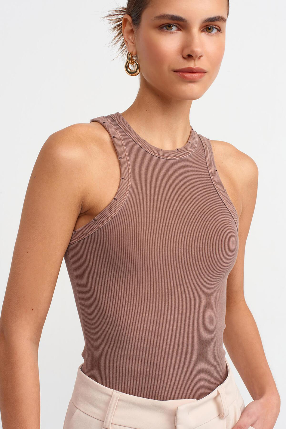 Fitilli Kolsuz Top Kahve-Coral
