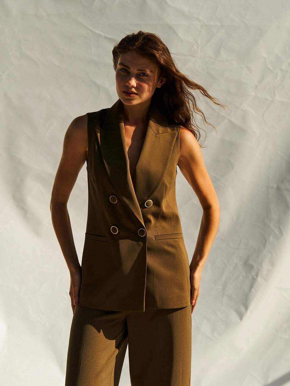 Fleto Cepli Yelek 120685 KahveCoral