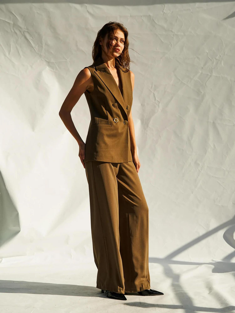 Fleto Cepli Yelek 120685 KahveCoral