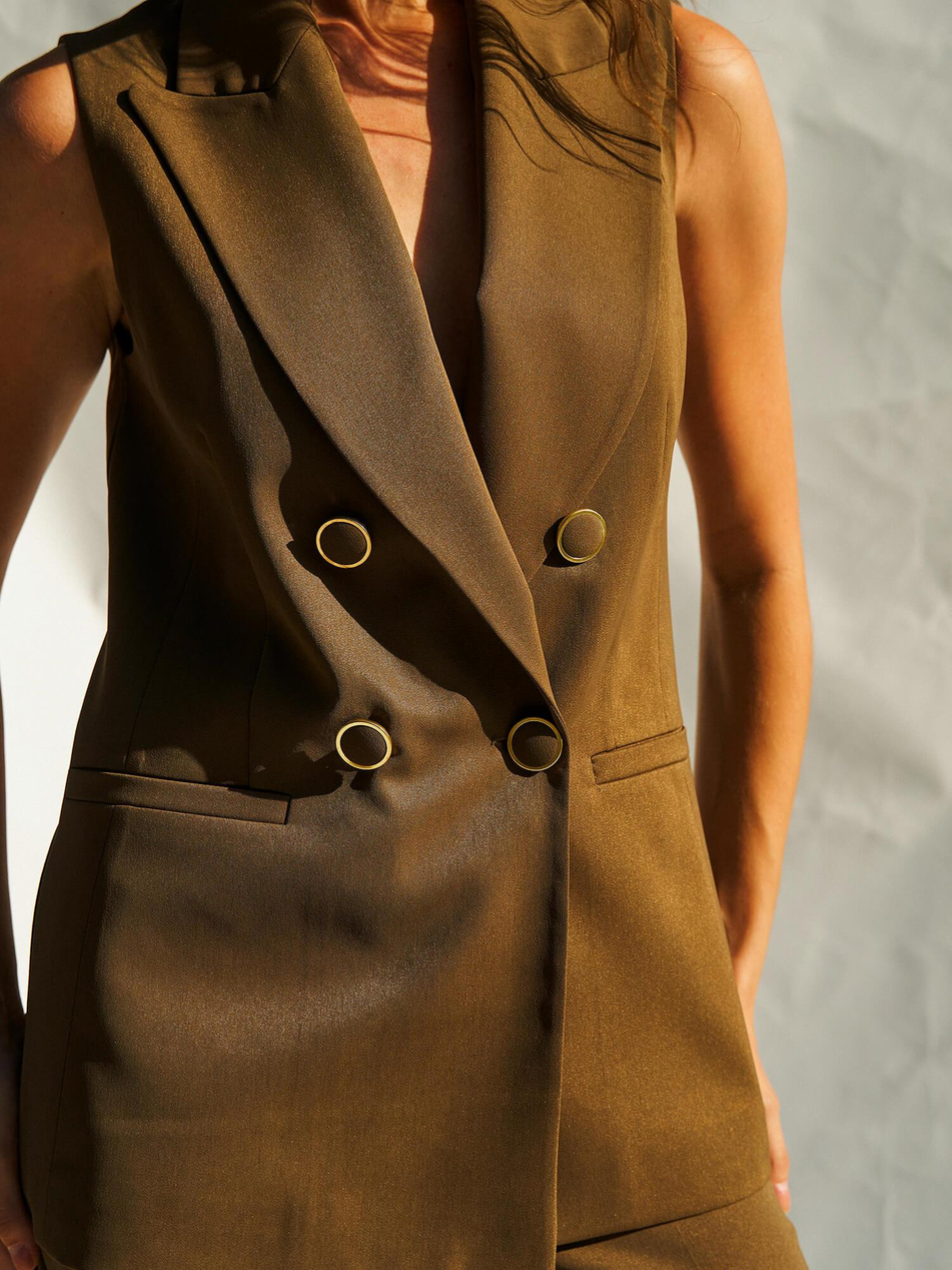 Fleto Cepli Yelek 120685 KahveCoral