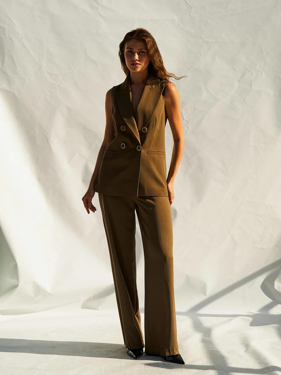 Fleto Cepli Yelek 120685 KahveCoral