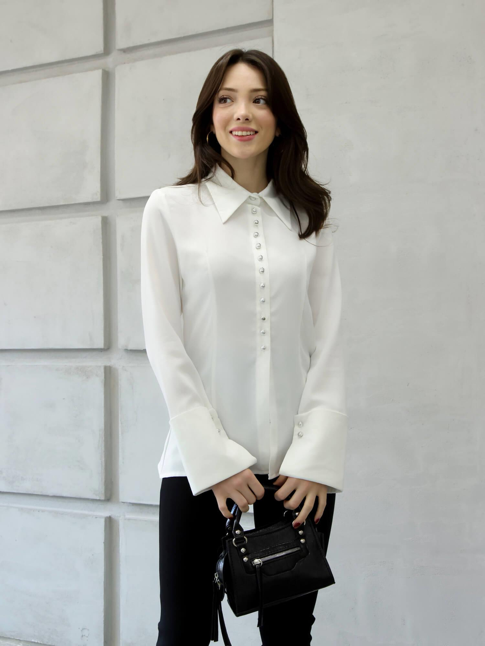 Geniş Manşetli Gömlek 34516 Ekru